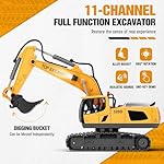Remote Control Excavator Toy for Boys | 11-Channel Metal Construction Truck with Lights, 2×1200mAh Batteries, 120-Min Playtime | RC Excavator Toys for Kids Ages 3-12, STEM Gift for Birthday - Image 2