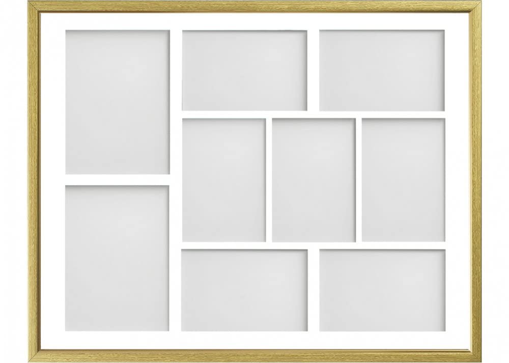 Frame Company Drayton Multi Aperture Photo Frame, Gold with Gold Inset, 20x16 for 6x4 inch (x7) 7x5 inch (x2)