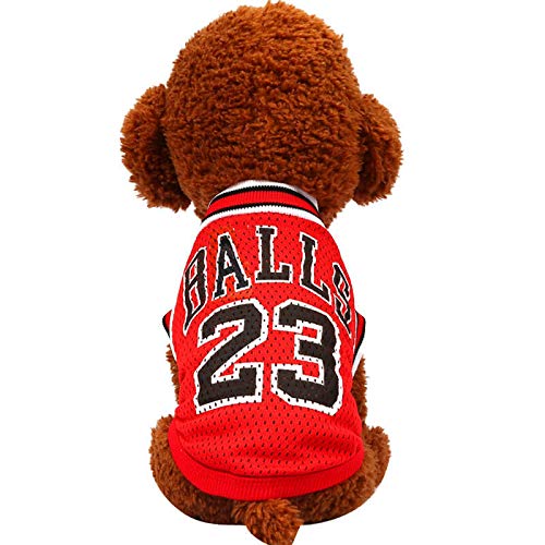 YuanMO66 Haustier-T-Shirt Baumwolle, Hunde Shirt kleine Hunde, Hundeweste Haustierkleidung Sommer, Basketballuniform Hundemaschenweste, Für kleine und mittelgroße Hunde geeignet, L (ca. 15-19 Pfund) Cover