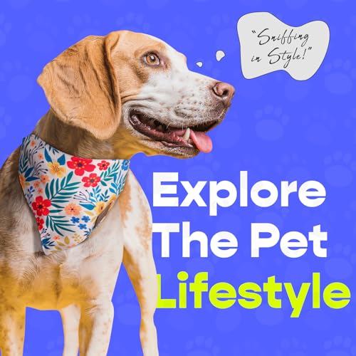 Charcy Dog Bandanas 4 Pack, Fall Dog Bandana Boy Girl for Holiday Birthday, Adjustable Durable Dog Scarf, Unique Design - Ink Flower L - Image 5