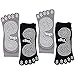 CaiDieNu Pilates Socken mit Zehen rutschfeste Yoga Socken mit Gummisohlen,Noppen Socken Ideal fürTanz Fitness,Damen Baunmwolle Zehensocken,4 Paare (3.Weißes Punkt-Schwarz+Grau-4 paar)