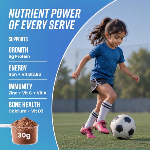 Image of Power Shake 3-7Yrs (3 x 400g) | Combo Pack |Height & Strength Drink | 6g Protein, 33 Nutrients, Probiotics & Ayurvedic Actives | Daily Nutrition Drink supports Height, Strength & Focus | Chocolate 1200g | Safe Nutrition Drink For Kids