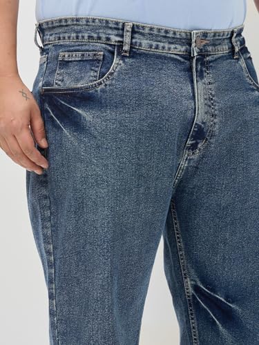 Image of Urbano Plus Men's Regular Fit Heavy Washed Denim Jeans Stretchable