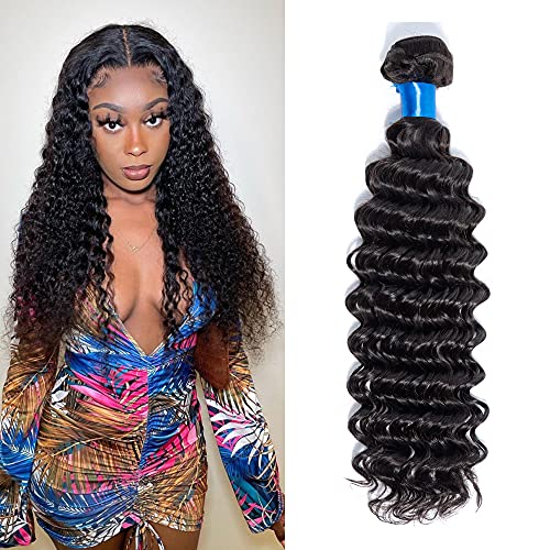 Nicelight Brazilian Human Hair Deep Wave Bundle 10 Inch Unprocessed Deep Wave Bundles Virgin Human Hair Natural Black Color（10 inch）