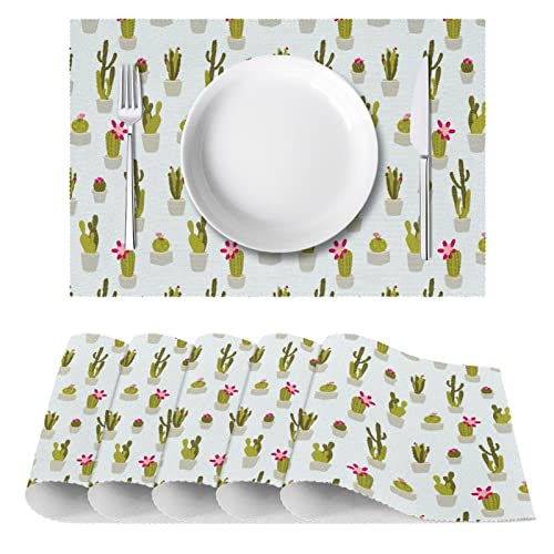 Sets de table cactus pour repas en terrasse lot de 6 protections lavables - 3