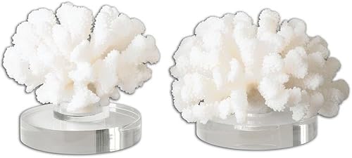 Coral duro escultura de 7 pulgadas (juego de 2) - 7 pulgadas de ancho por 7 pulgadas de profundidad