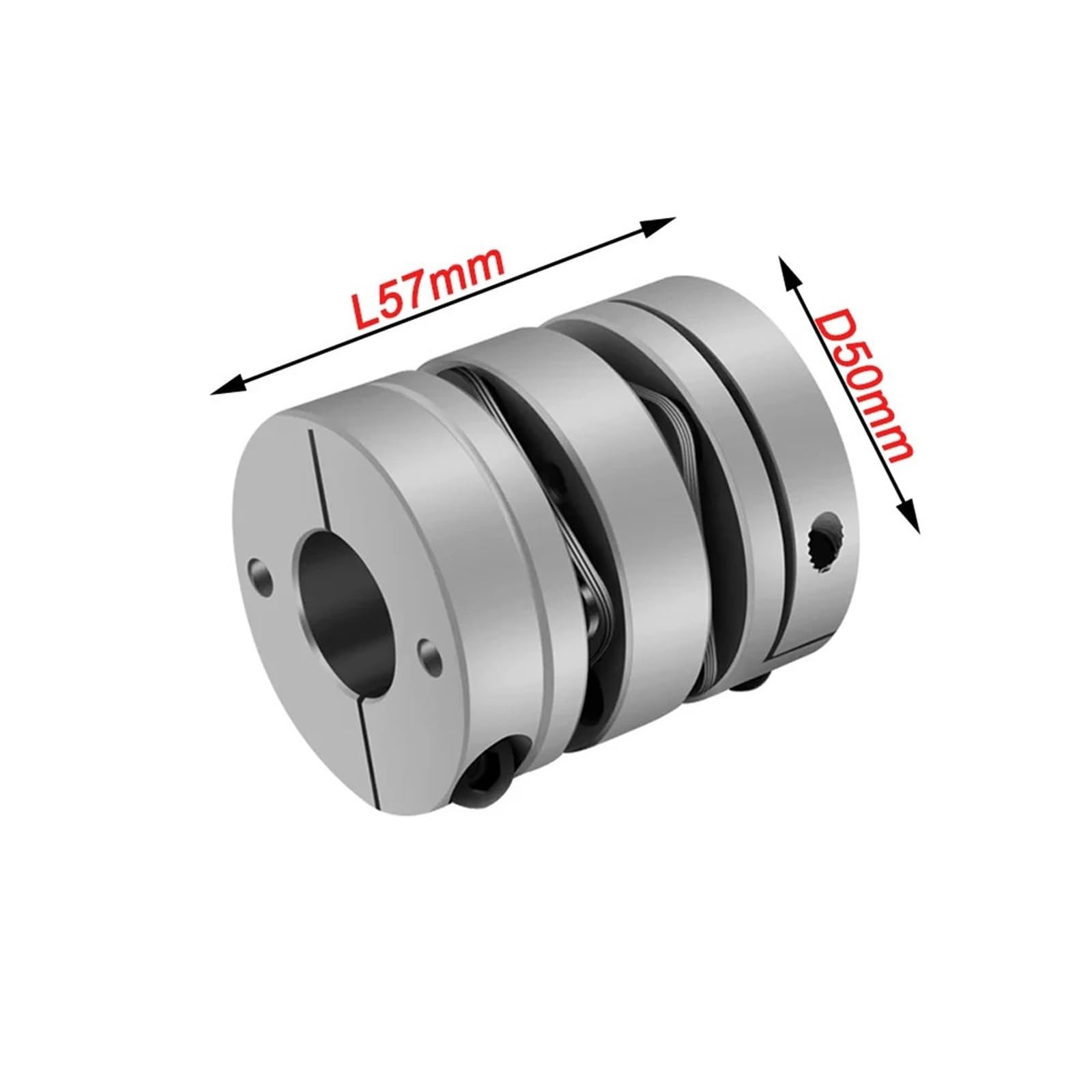 Aleación de Aluminio D50L57 Acoplamiento de Doble diafragma Conector elástico D50mm L57mm Tornillo de Bola servomotor a Pasos codificador Ordenador(18X18)