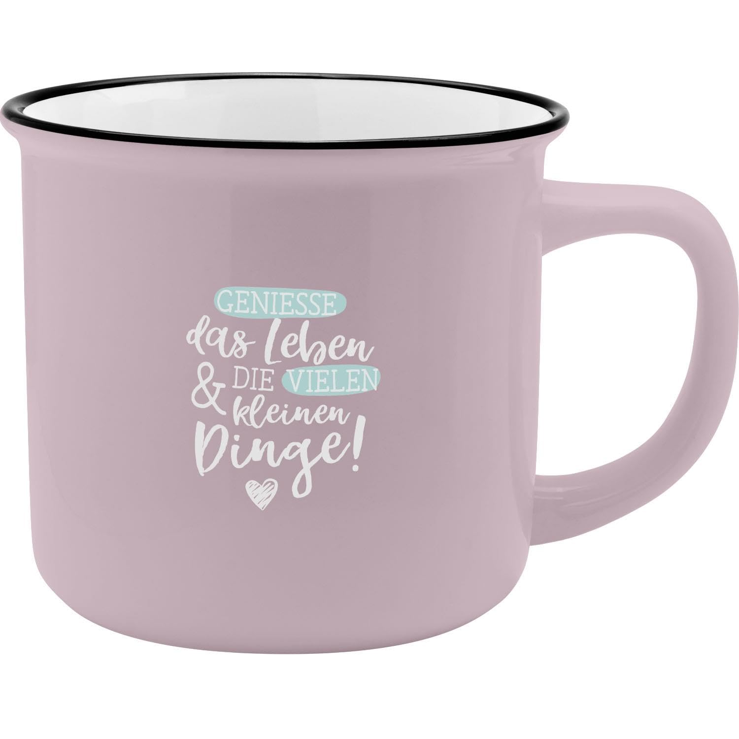 Gruss & Co Multicoloured 74179 Xl Mug With German Text 'Die Kleinen Dinge' Favourite Porcelain Mug With Saying, 55 Cl With Gift Wrap