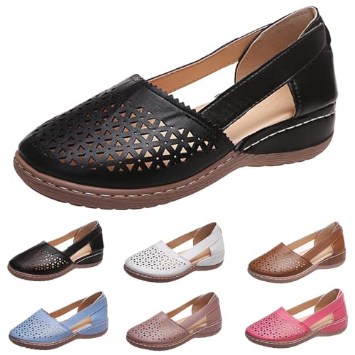 Summer Sandals for Women Orthopedic Loafers Wide Width Ankle Strap Closed Toe Shoes Breathable Hollow Out Slip-On Sandals Comfortable Sandal woth Arch Support4