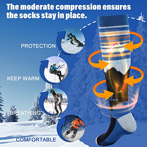 Rioroo Ski Socks Merino Wool,2/3 Pairs Pack Skiing And Snowboarding Socks For Men Women Youth,Winter Knee High Thermal Socks #TOP3