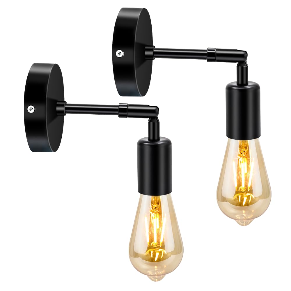 jose2015 Retro Vanity Wall Lights Set of 2 Industrial Black Wall Lighting Ceiling Light Fixture E26 Wall Mount