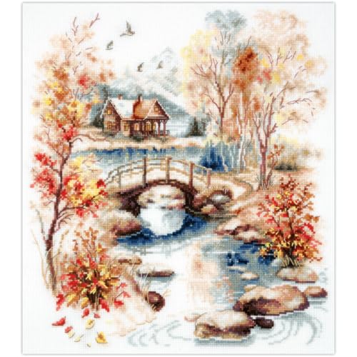 Kit de broderie au point de croix aquarelle d'automne multicolore, l'art de créer ses souvenirs