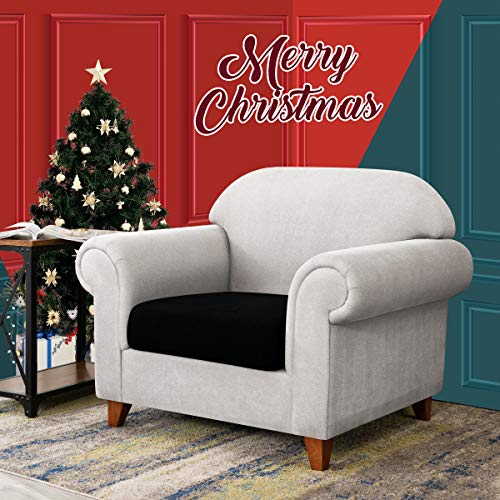 Image of Chunyi Jacquard Polyester Spandex Cushion Slipcover (Chair Cushion, Black)