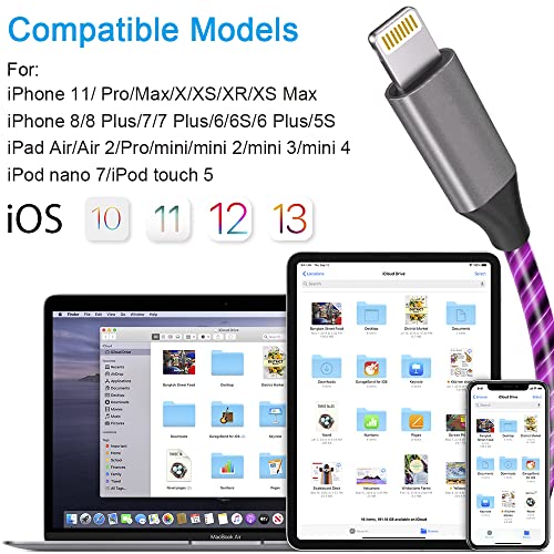 Led Iphone Light Up Charger Cable, | Apple Mfi Certified | Usb A To Lightning Fast Charging Cord Compatible With Iphone 13 Pro Max 12 Mini 11 X Xs Xr 8 7P 6S 5S Ipad Ipod Touch More (6Ft, Purple) #TOP6