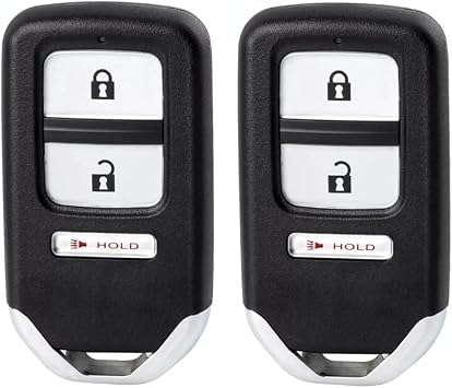 Set of Two 3 Buttons Remote Smart Key Shell Replacement for Honda FIT 2014 -2017, HR-V 2016-2017, Crosstour 2013-2015 Compatible FCC ID KR5V1X PN A2C80084900 No Chip or Electronics are Included
