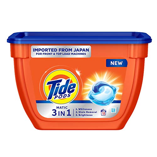 Tide Matic 3in1 PODs Liquid Detergent Pack 18 Count for Both Front Load and Top Load Washing Machines (18N*19.85g)