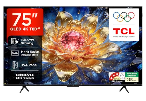 TCL 189 cm (75 inches) 4K UHD Smart QLED Google TV 75T8D