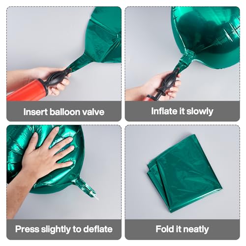 Image of PartyWoo Dark Green Foil Balloons 6pcs Large Round Giant Jumbo 4D Balloons