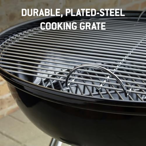 Weber Compact Kettle Holzkohlegrill 57 cm mit Stand und Rädern/Rostbeständige porzellanemaillierte Oberfläche, Integriertes Deckelthermometer, Ascheauffangschale, 2342 cm² Grillfläche, Schwarz 6