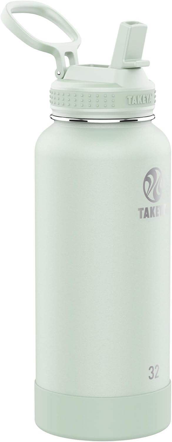 Takeya 24 oz Actives Stainless Steel Water Bottle with Straw Lid – Leakproof, Double-Wall Insulated, Keeps Drinks Cold 24 hrs/Hot 12 hrs, BPA-Free, Powder-Coated, Gym & Travel, Onyx