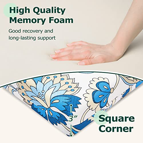 Harborest Indoor/Outdoor Chair Cushions Set Of 4 Waterproof,Square Corner Outdoor Cushions For Patio Furniture - Patio Chair Cushions With Ties,18.5"X16"X3",Blue Butterfly #TOP2