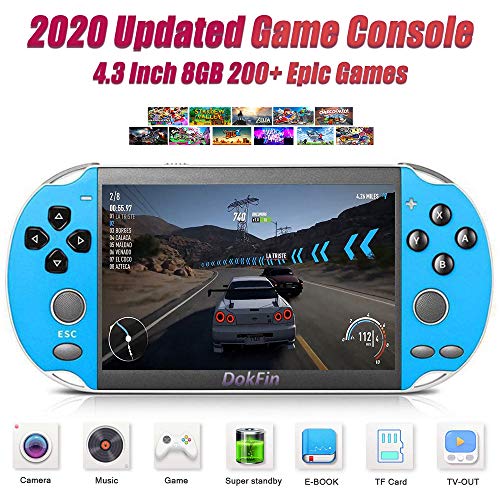 DokFin Consola de Juegos Portátil de Mano, Consolas de Videojuegos Retro con Pantalla LCD de 4.3/5.1 Pulgadas, 200+ Juegos Épicos, Salida de TV, 11 Simuladores Arcade, Regalo para Niños y Adultos