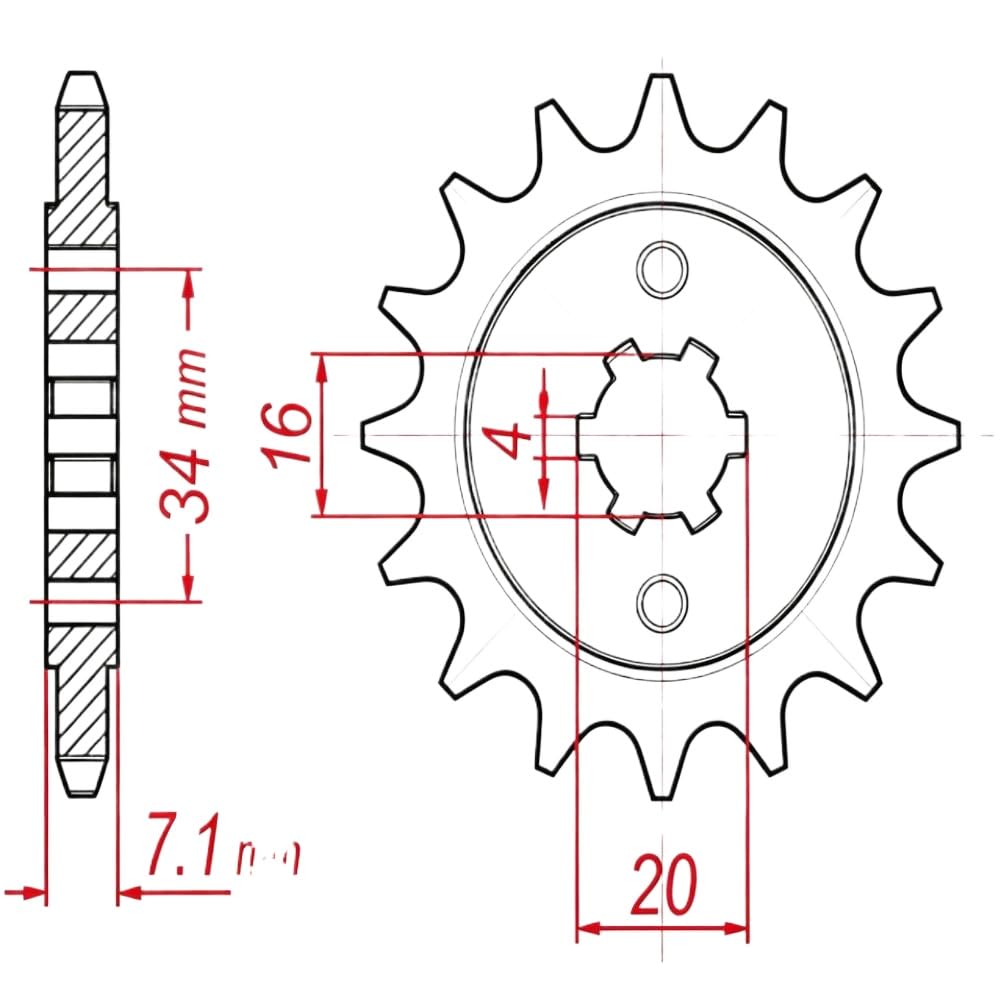 Piñón Delantero 14T 6 Estrías 16x20mm Compatible Con KT/M 125 200