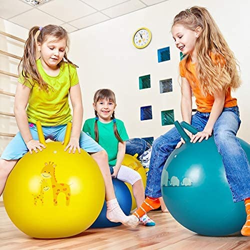 Jukkre Hopper Ball for Kids Ages 3-6 Year Hop-Pity Hop Ball, Hopping Ball, Bouncy Ball with Handles, Sit & Bounce, Kangaroo Bouncer, Jumping Ball in Multi Color Pump Included