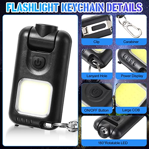 2 Pcs Led Cob Small Flashlights 800 Lumens 180 Degree Rotatable Usb Rechargeable Keychain Flashlights 5 Modes Bright Clip On Hat Light Mini Portable Pocket Light Keychain For Camping Hiking Running #TOP2