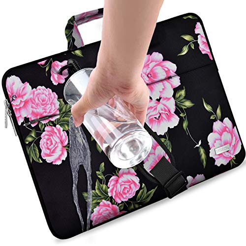 Image of Hseok Laptop Shoulder Bag 13 13.3 14 Inch Case Compatible with MacBook Pro /Neo 14 inch M5 /M4 /M3 /M2 /M1,Mac Air /pro /Neo 13 inch and Most 13 13.3 14 Notebooks,Spill-Resistant Briefcase,Peony