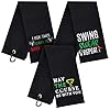 Moukeren 3 Pieces Funny Golf Towels Golfer Gifts for Adults Embroidered Golf Funny Accessories Stuff with Clip for Adults Golfer Fan Bags Powder Room