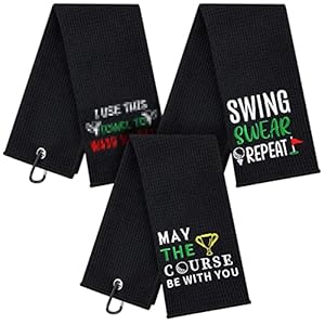 Moukeren 3 Pieces Funny Golf Towels Golfer Gifts for Adults Embroidered Golf Funny Accessories Stuff with Clip for Adults Golfer Fan Bags Powder Room