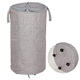 Viviphanhy Collapsible Laundry Baskets Dorm Pop Up Laundry Hamper Oxford Cloth Cylinder With Wheels...