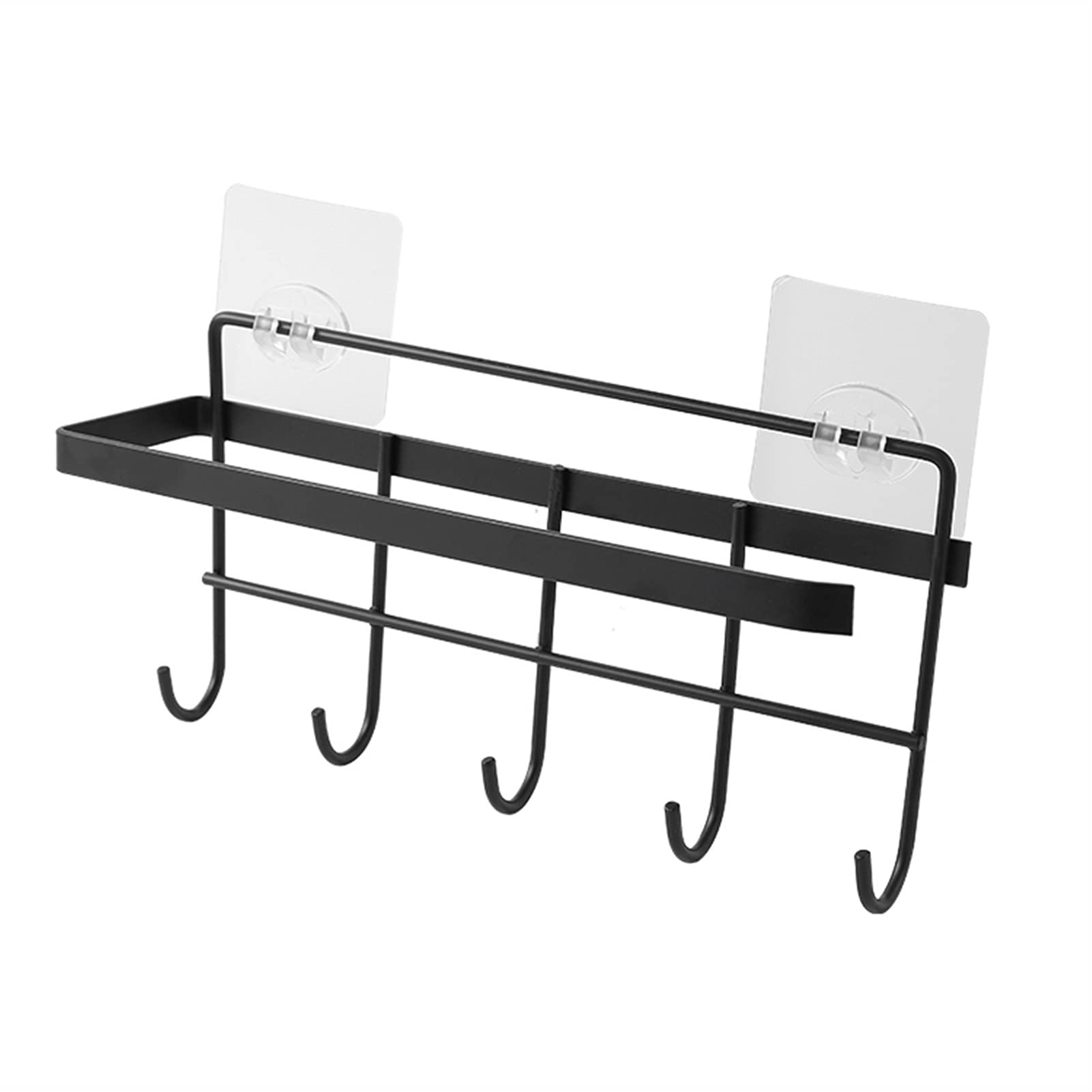 Wall Mounted Utensil Rack Wrought Iron Paper Towel Holder Kitchen Hanging with 5 Hooks Multifunctional Kitchenware Row Hook