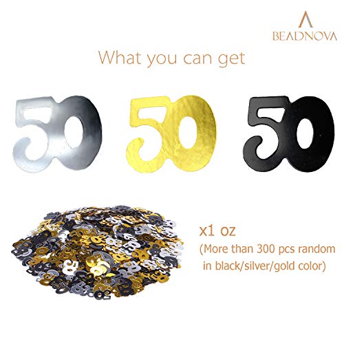 Beadnova 50Th Birthday Confetti Fifty Years Old Confetti 50 Anniversary Number Confetti For Birthday Party Decor Wedding Table Decoration (1Oz, Gold Silver Black Mix) #TOP2