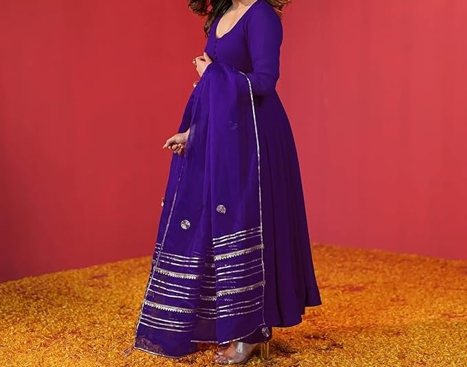 KULIA Komplet damski Anarkali z tradycyjnymi kurtami Dupatta w stylu etnicznym
