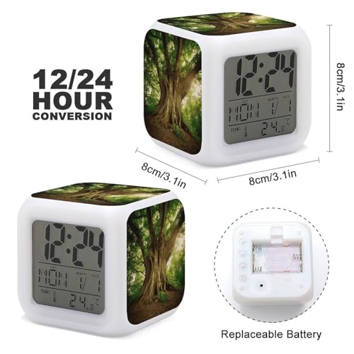 Reloj digital de escritorio con luz nocturna multicolor y fecha para dormitorios infantiles 3