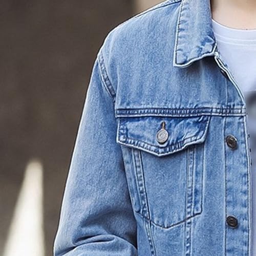 Swjglittr Mens Classic Lapel Jean Jacket Casual Slim Fit Trucker Cowboy Coat Pocket Front Casual Men Denim Jackets thumb #3