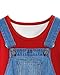 Girls Lovely Denim Overall Dress Set with Floral Red Tee Casual Outfit for Kids