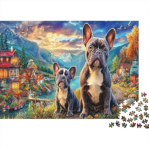 Rompecabezas de bulldog de 1000 piezas: juego de mesa desafiante para adultos de 70x50 cm