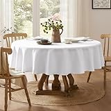 Softalker Round Tablecloth White 150 cm Table Cloth Wipe Clean Jacquard Tablecloths Water Resistant Stain Resistant Table Cover for Party Birthday Wedding Festival Decorations,59 inch - Image 6