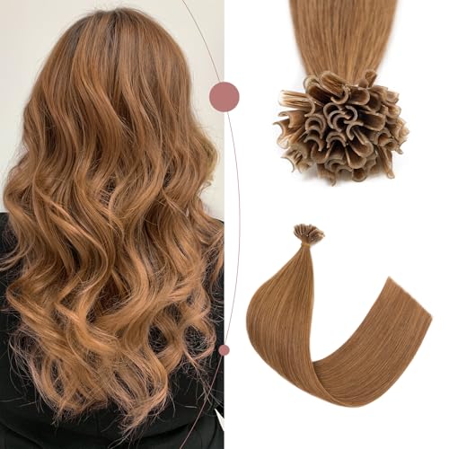SEGOHAIR U Tip Hair Extensions Pre Bonded Hair Pieces Remy Human Hair Extensions 50 Strands 1g/Strands U-Tip Keratine Nail Fusion 22 inch Chestnut Brown