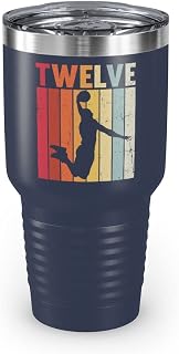 Teegarb Letter Blanket Vaso de acero inoxidable de 30 onzas, colores divertidos, aros de 12 cumpleaños, deportes, atletas, jugadores, amantes de los jugadores, humorísticos, baloncesto, Wordy Court,