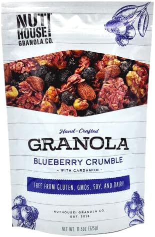 NutHouse! Granola Company - Premium Blueberry Crumble Granola | Certified Gluten-Free, Non-GMO, Kosher | Vegan, Soy-Free | 11.5 oz. Bag (1-Pack)