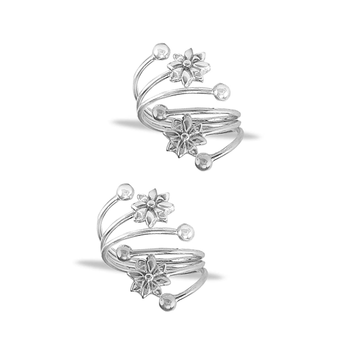 TARAASH 925 Sterling Silver Fancy Floral Kali Mettelu For Women | Stylish Silver Band Foot Toe Ring for Girls (B09J8PV8TP) Amazon Price History, Amazon Price Tracker