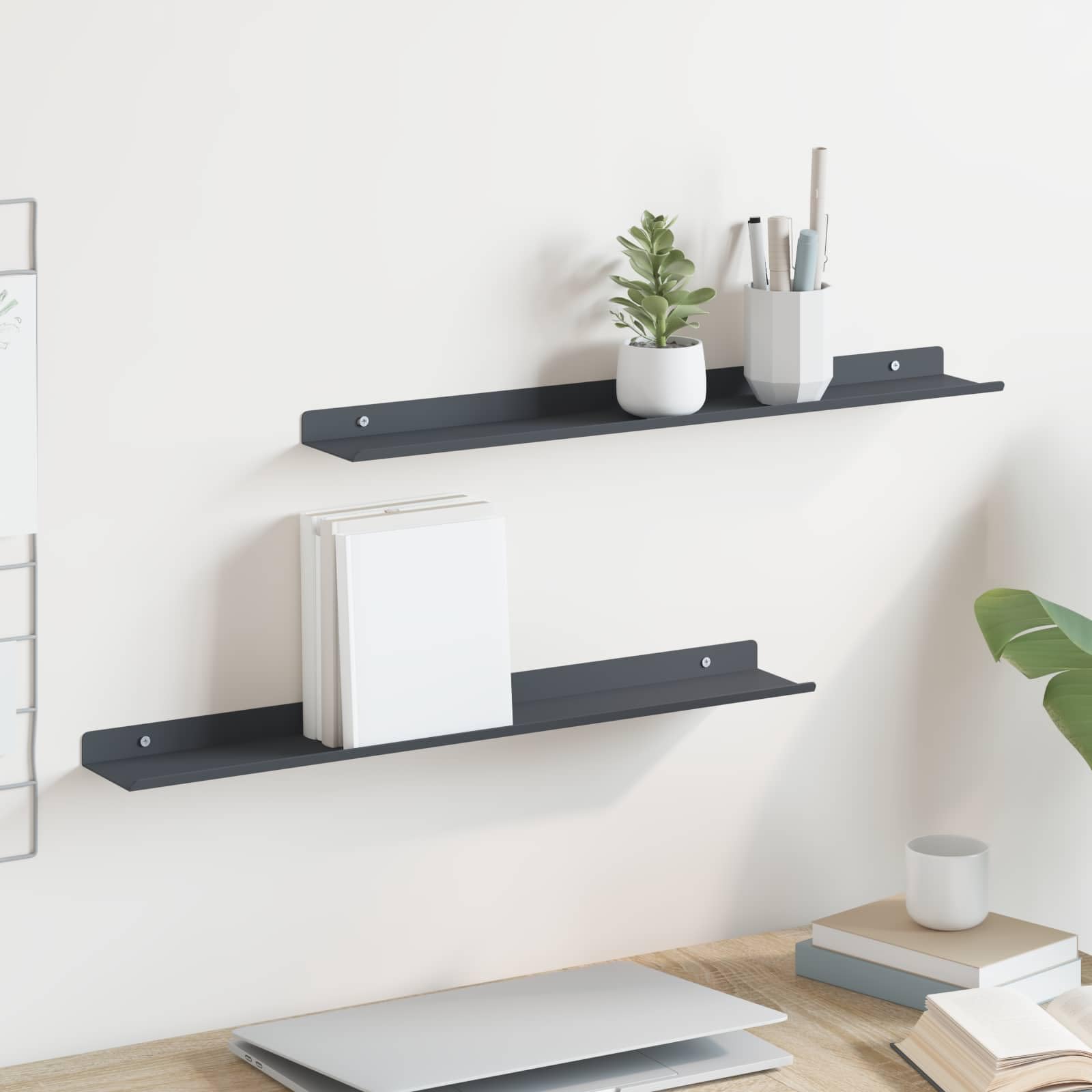 Étagère murale anthracite en acier 60 cm pour salon et bureau