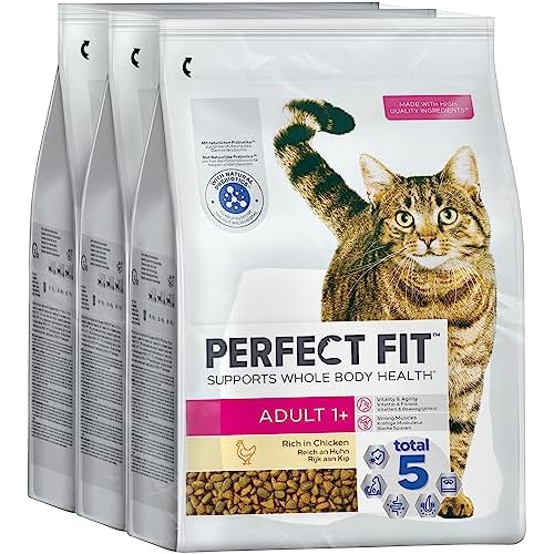 Perfect Fit Adult 1+ – Trockenfutter für erwachsene Katzen ab 1 Jahr – Reich an Huhn – Unterstützt die Vitalität – 3 x 2,8 kg