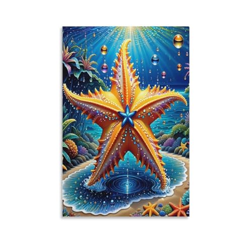 Peintures sur toile cartoon starpoisson murale décoration peinture chambre 50x75cm
