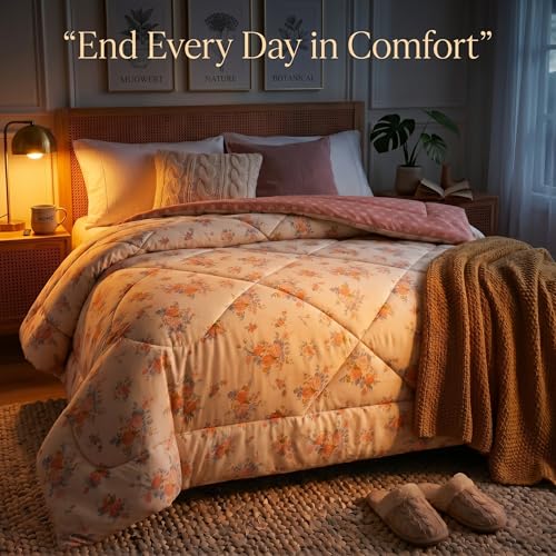 Image of VAS COLLECTIONS Feather Cotton Reversible AC Comforter for Double Bed | Super Soft 220 GSM Quilt /Duvet /Dohar | Lightweight All-Season Comforter | 90 x 100 Inches (1 Piece), Cream
