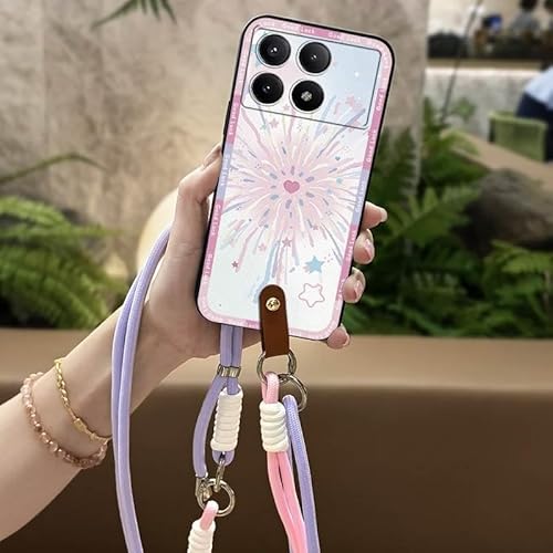 Phone Case Compatible with Redmi K70/K70 Pro/Xiaomi Poco F6 Pro 5G, Full wrap Anti-knock Cute Lanyard Waterproof Back Cover Graf